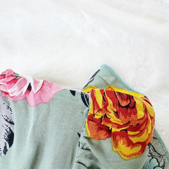 SHEIN Sage Green Floral Faux Wrap Ruffle Sleeve Summer Dress size Medium - Picture 11 of 12